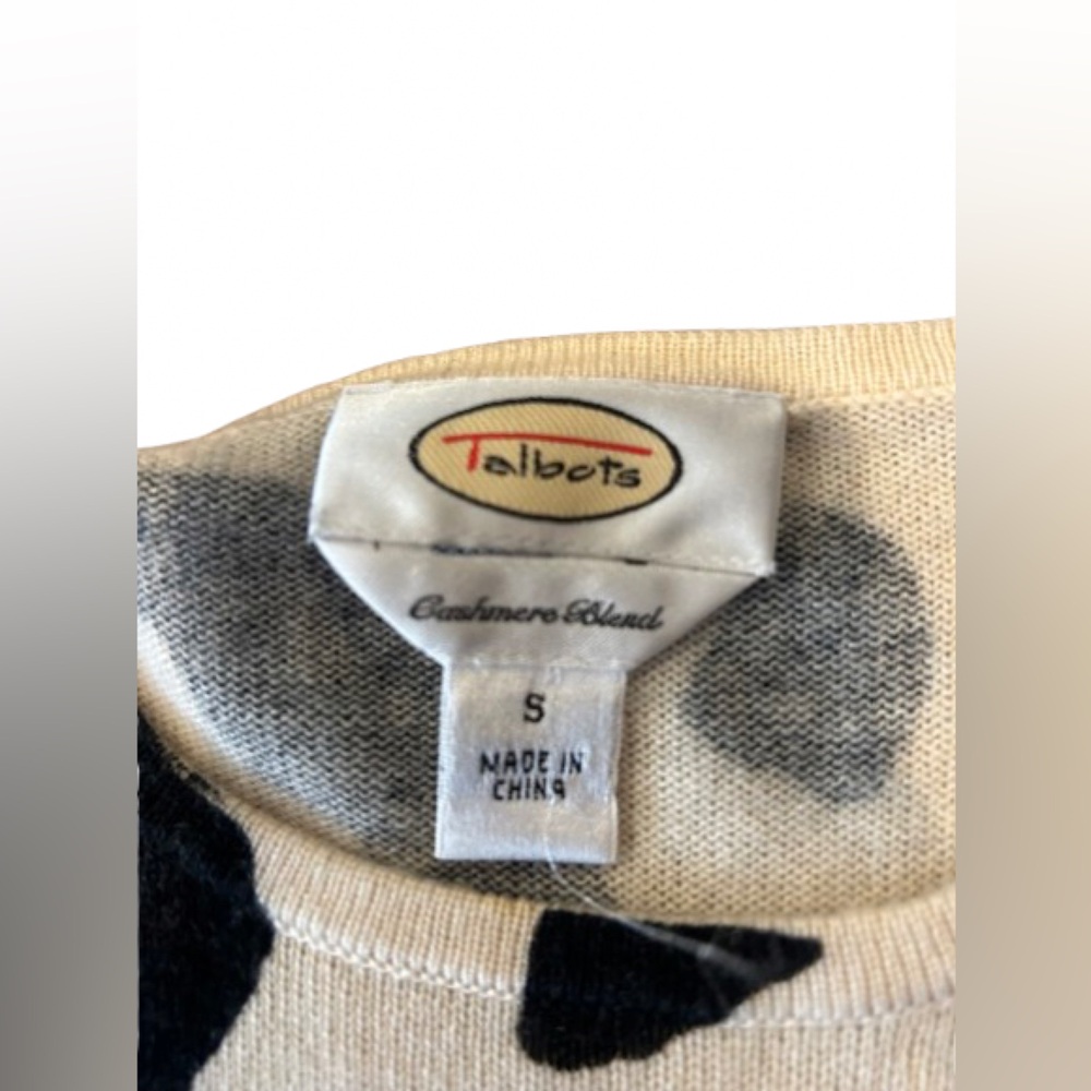Talbots Women’s Vintage Cashmere Black and White Long Sleeve Size Small - Picture 2 of 5